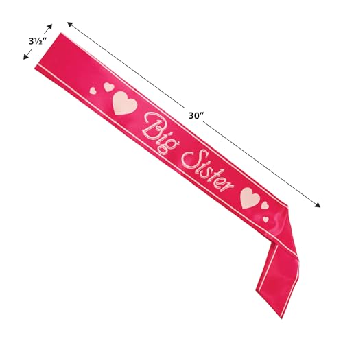 Big Sister Satin Sash, 27-Inch by 3-1/2-Inch, Cerise/White
