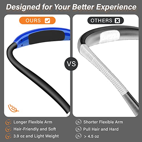 Rechargeable LED Neck Reading Light, Book Lights for Reading in Bed, 3 Brightness Levels, Flexible Soft Silicone Arms Comfortable Wear, Long Lasting. Perfect for Readers, Craft &amp; Knitting