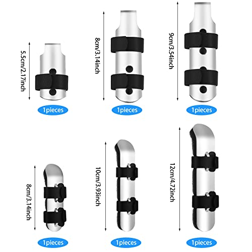 6 Pieces Finger Splint Metal Finger Support Finger Knuckle Immobilization with Soft Foam Inner Band and Protective Vent for Adults and Children, 2 Styles (Black)