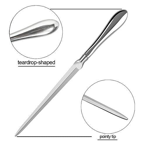 2 Pack Letter Opener, Envelope Open Slitter Metal Letter Opening Knife Silvery Hand Envelope Slitter for Home Office Supplies (9 Inch)
