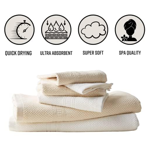 Hemp White Bath Towel 1pk - Organic Bath Towel, Eco-Friendly, Absorbent, Sustainable Spa Quality Bathroom White Bath Towel w/Organic Cotton &amp; Hemp Fiber
