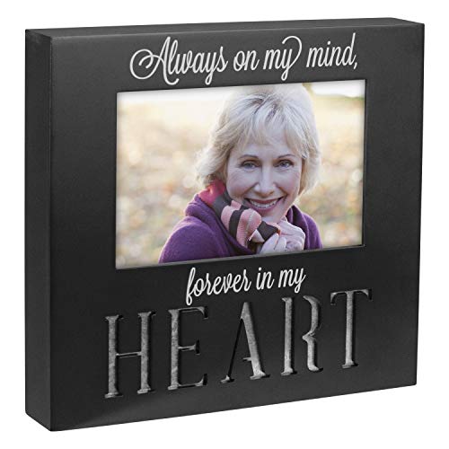 International Designs Laser Cut Industrial Expressions Forever In My Heart Silkscreen Design and Laser Cut Galvanized Metal Accent Picture Frame, 4x6, Black