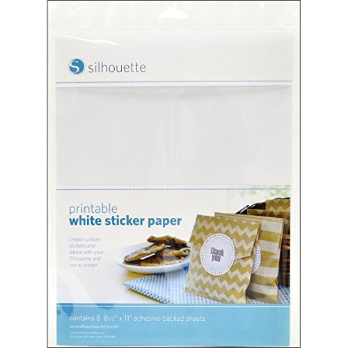 Silhouette Printable White Sticker Paper, 8.5X11, 8 Count