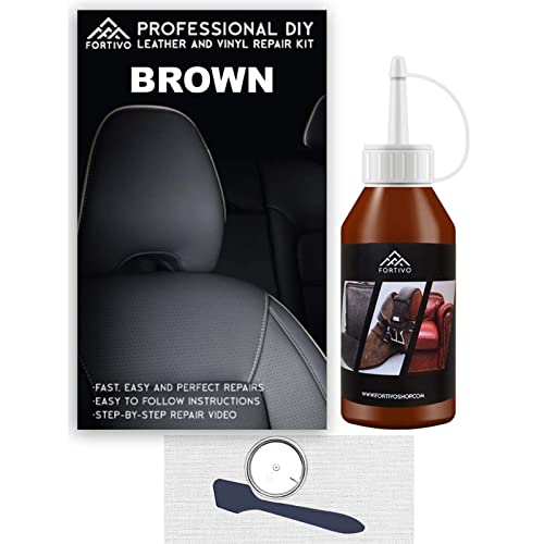 Brown Leather Repair Kits for Couches - Vinyl Repair Kit | Furniture, Car Seats, Sofa, Jacket, Purse, Belt, Shoes | Genuine, Italian, Bonded, PU, Leather |No Heat Required | Leather Repair & Restore