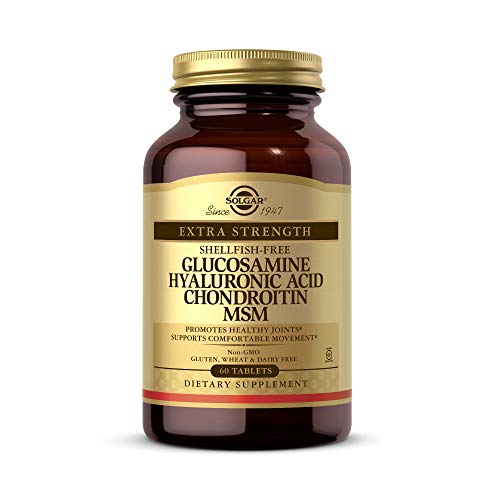 Solgar Glucosamine Hyaluronic Acid Chondroitin MSM (Shellfish-Free), 60 Tablets - Joint Support &amp; Comfort - Supports Active Lifestyles - Non-GMO, Gluten Free, Dairy Free - 20 Servings