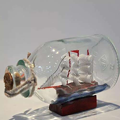 DIRECT DOOR Ship in a Glass Bottle Decor, Handmade 6 Pirate Sailing Boat Gift, Room Decor, Home Office Decor, Nautical Battle Ship, Mediterranean Wishing Bottle Gift