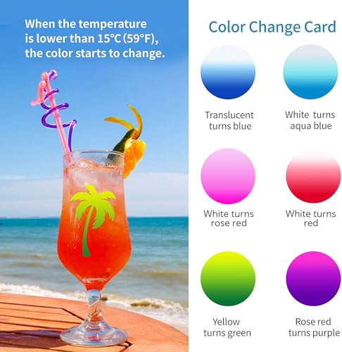 HTVRONT Color Changing Vinyl Permanent Adhesive for Cricut,8 Pack Cold Bundle 6 Colors-12 x 10 Sheets +2 Transfer Sensitive Tape