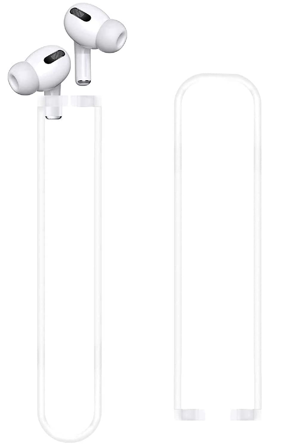 [Never Lose Your Air Pods Pro] Anti Slip Set, Sport Ear Hook Compatible with Air Pods Pro + Air Pods Pro Earbuds Ear Hooks Cover + Strap Compatible with Air Pods Pro [3in1] (White)