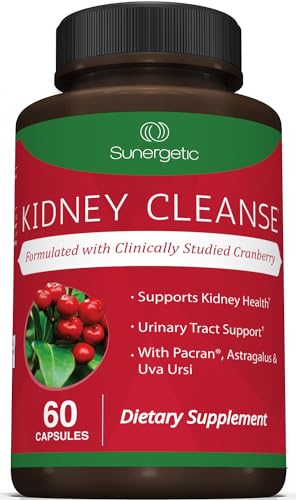Premium Kidney Cleanse Supplement – Powerful Kidney Support Formula with Cranberry Extract Helps Support Healthy Kidneys &amp; Urinary Tract Support– 60 Vegetarian Capsules