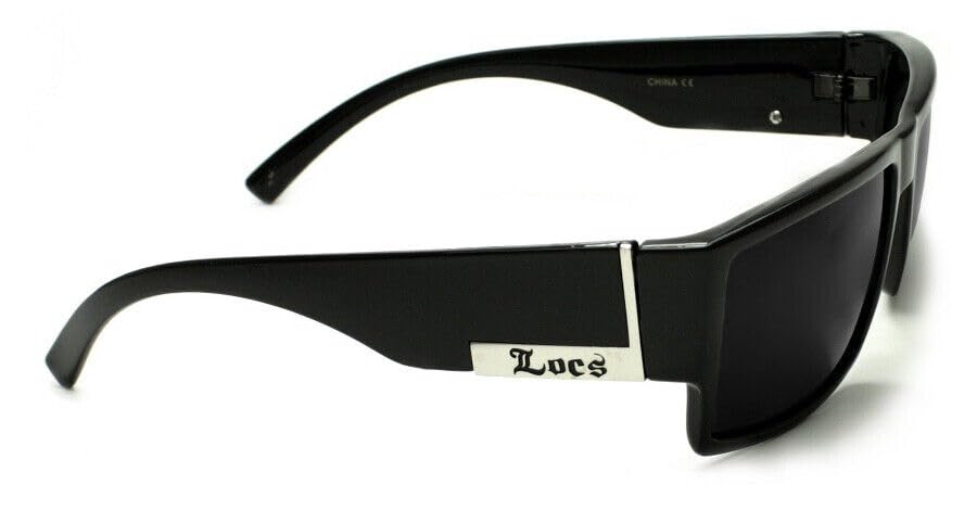 Mens Flat Top Gangster Sunglasses Black Silver Frame 91026 (Black), 5.5w x 1.75h