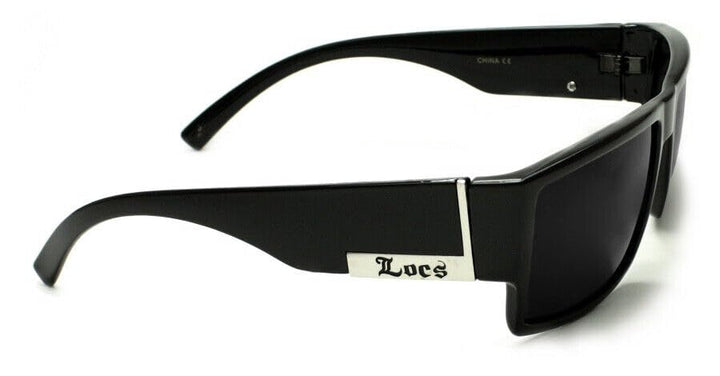 Mens Flat Top Gangster Sunglasses Black Silver Frame 91026 (Black), 5.5w x 1.75h