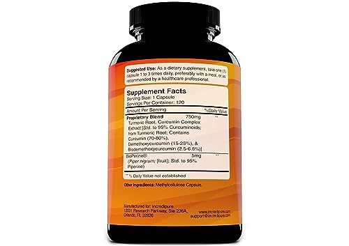 Turmeric Curcumin Supplement w/ BioPerine - 755mg Per Capsule, 120 Veggie Caps