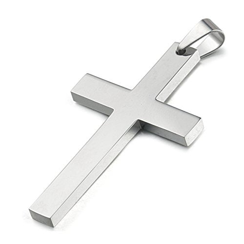 Stainless Steel Cross Pendant Chain Necklace for Men Women, 24 Inches