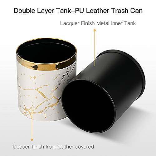 2.6Gallon Small Office Trash Can,Bathroom Garbage can,Bedroom Waste Basket Bin Garbage Bag invisable Trash Bin for Living Room (black gold marble)