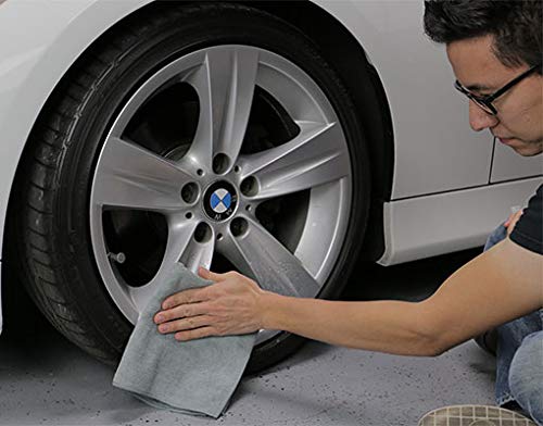 MIC35203 Workhorse Professional Grade Microfiber Towel, Gray (Safe for Car Wash, Home Cleaning &amp; Pet Drying Cloths) 16 x 16, Pack of 3