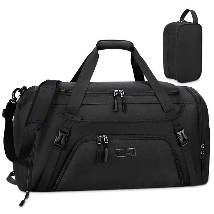 Gym Duffle Bag for Women Men 40L Waterproof Sports Bags Travel Duffel with Shoe Compartment,Wet Pocket Large Weekender Overnight Toiletry Bag,Black