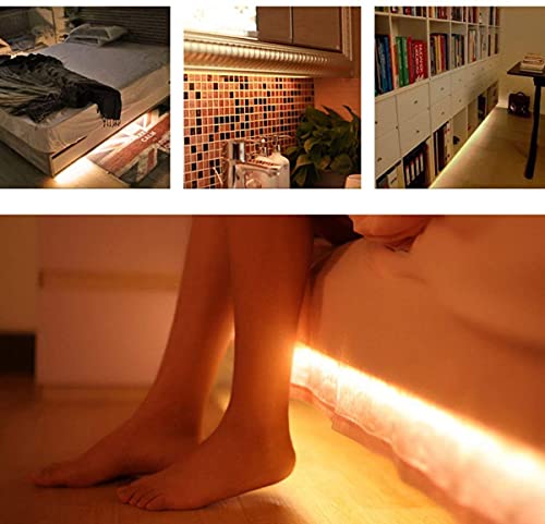 Under Cabinet Light Strip Rechargeable 1M LED Strip Light with Motion Sensor, Warm White led Light for Cabinet, Kitchen, Counter, Shelf, TV (1MRecharge)