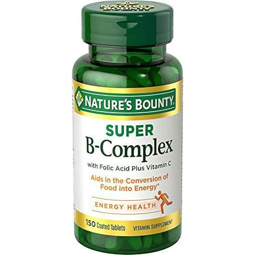 Super B-complex with Folic Acid Plus Vitamin C, 300 Tablets (2 X 150 Count Bottles)