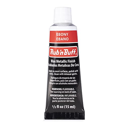 Rub n Buff Wax Metallic Finish - Rub n Buff Ebony 15ml Tube - Versatile Gilding Wax for Finishing Furniture Antiquing and Restoration - Rub and Buff Colors Single Tube
