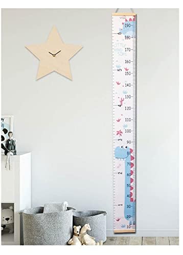 MinoMia Kids Growth Chart, Wood Frame Fabric Canvas Hei