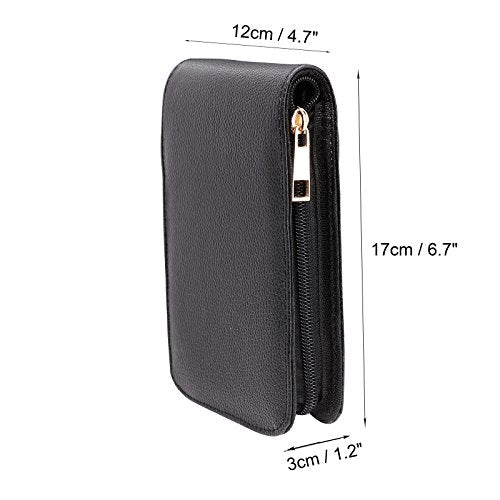 Fountain Roller Ball Pen Case Holder PU Leather Bag for 12 Pens Color Black