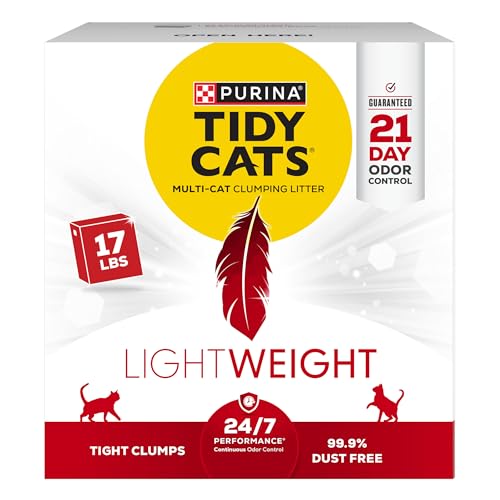 Purina LightWeight, Low Dust, Clumping Cat Litter Odor Control 24/7 Performance Multi Cat Litter - 17 lb. Box