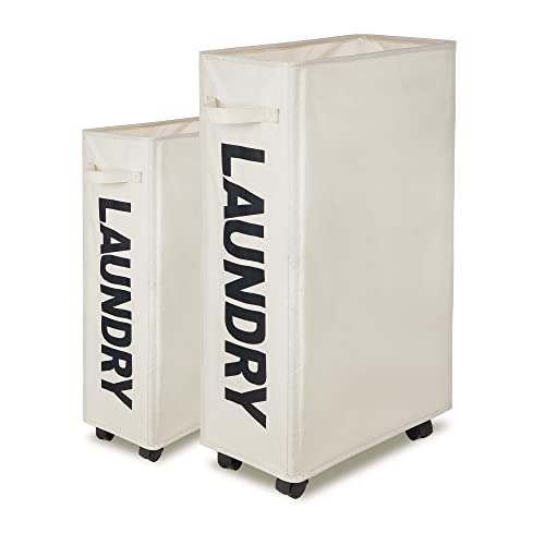 Caroeas Laundry Basket Slim Plus 27.5”,Beige Laundry Ba