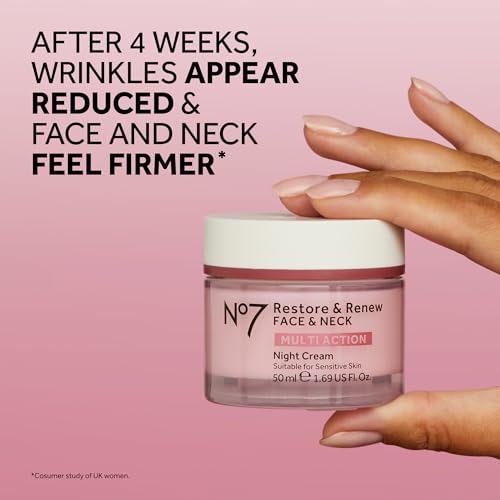 Restore &amp; Renew Multi Action Face &amp; Neck Night Cream - Collagen Peptide Anti Aging Face Cream - Hydrating Hyaluronic Acid Night Cream - Shea Butter + Vitamin E Skin Firming Night Cream (50ml)
