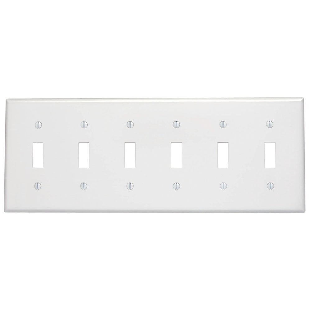 88036 6-Gang Toggle Device Switch Wallplate, Thermoset, Device Mount, White
