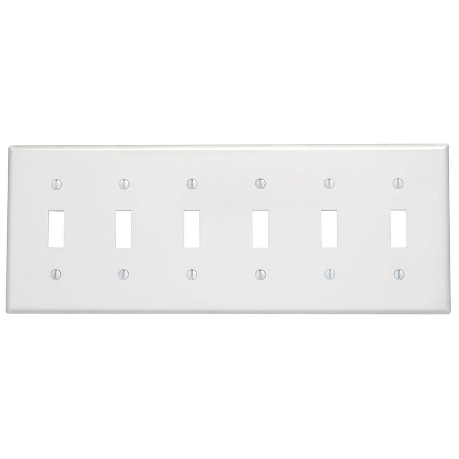 88036 6-Gang Toggle Device Switch Wallplate, Thermoset, Device Mount, White
