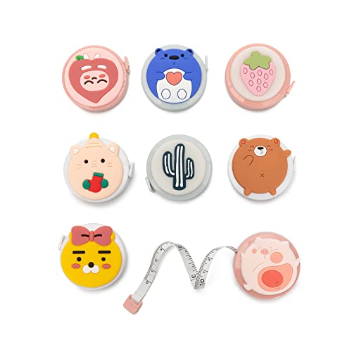8 Pack Tape Measure Retractable, Mini Measuring Tape, 60-Inch 1.5 Meter Soft Body Tailor Sewing Measuring Ruler,Cute Craft Cloth Tape Measure Ruler Business Gift for Kids Mother Knitting