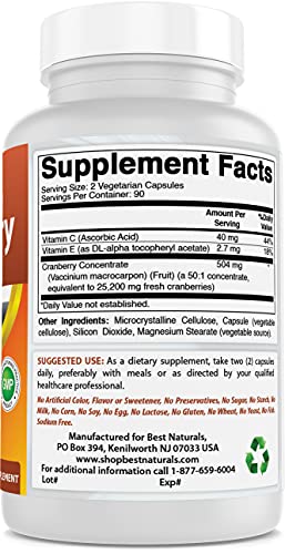 Cranberry Pills 3X Concentrate Veggie Capsule, 12600 mg, 180 Count (817716010755)