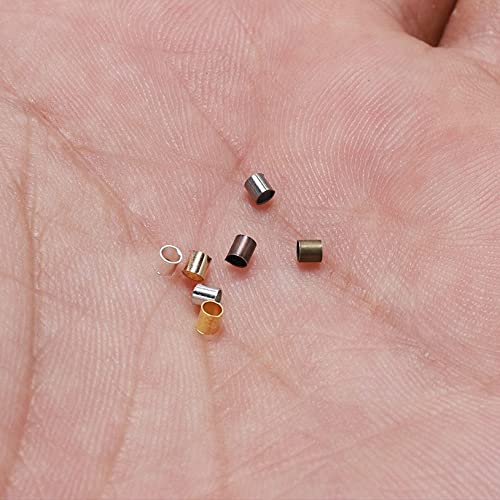 1500Pcs Brass Crimp Tube Beads 2.5mm Smooth Small Tubes Loose Spacer for Bracelet Necklace Pendant Jewelry Craft Making Findings (2.5mm)