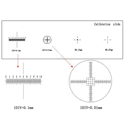 Microscope Stage Micrometer Calibration Slide with 4-Scales and 0.01mm Multifunctional Reticle Calibrating Ruler