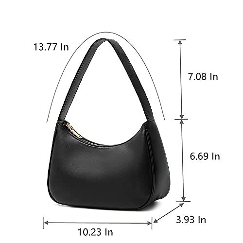 Shoulder Bags for Women, Cute Hobo Tote Handbag Mini Clutch Purse with Zipper Closure (Black)