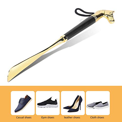 Shoe Horn Long Handle, Shoehorn 12.6 Beech Handle Metal Shoe Horn, Shoe Horn Pull Accessories Lifter, Shoe Spoon for Elders Seniors Men Women, Hangable Shoe Lifter