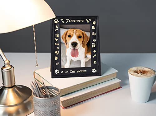 Dog Memorial Wood Picture Frame, 6&#39;&#39;x8&#39;&#39;, Solid Wood, Rustic Style, Tabletop, Easel Back, Fits 3.5&#39;&#39;x5.5&#39;&#39; Photos