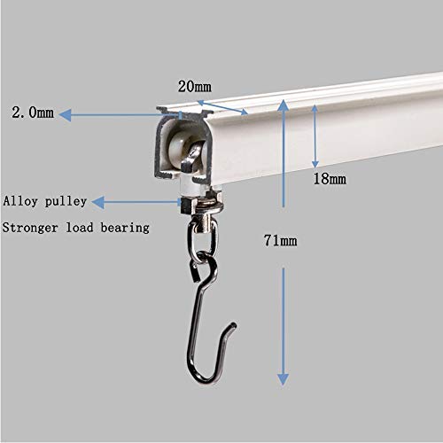 3.6ft-10.8ft Upgraded Aluminum Curtain Track, Ceiling or Wall mount , Curtain Rail System with 90 Degree Corner Bends, Windows and Room Divider Ceiling Track set with Runners and Hooks(White)
