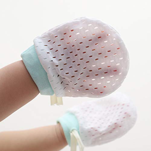 Baby Boy Girl No Scratch Silk Cotton Mittens Mesh Breathable Drawstring Gloves for Newborn Toddler Infants 8 Pack (Eyelet Mitten)