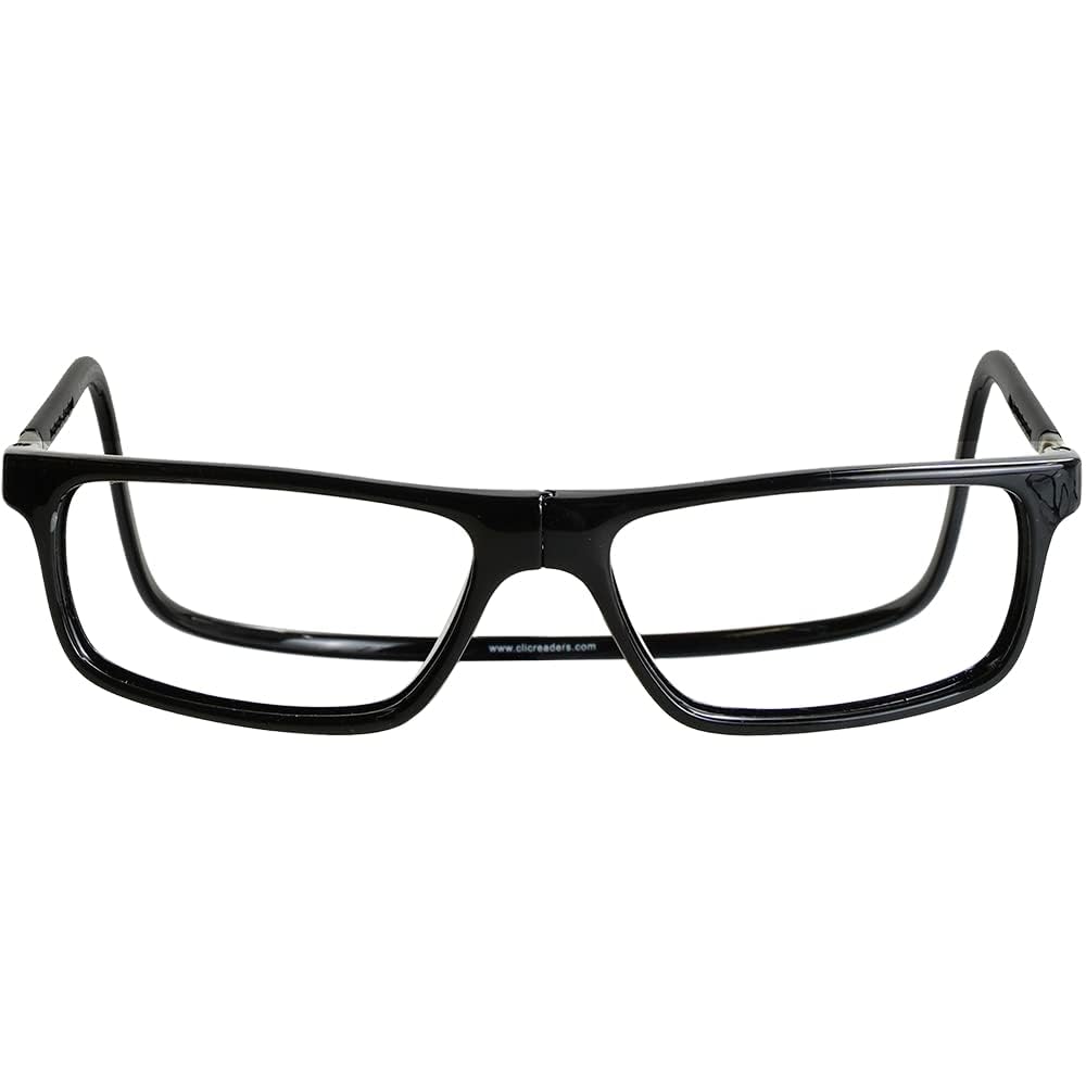 Magnetic Reading Glasses, Computer Readers, Replaceable Lens, Adjustable Temples, Executive, (M-XL, Black, 2.00 Magnification)