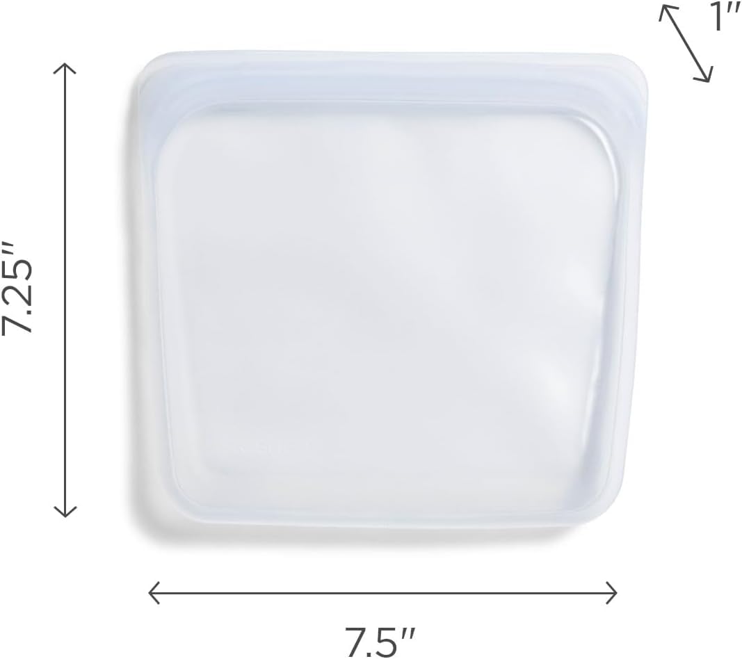Platinum Silicone Food Grade Reusable Storage Bag, Clear (Sandwich) | Reduce Single-Use Plastic | Cook, Store, Sous Vide, or Freeze | Leakproof, Dishwasher-Safe, Eco-friendly | 28 Oz