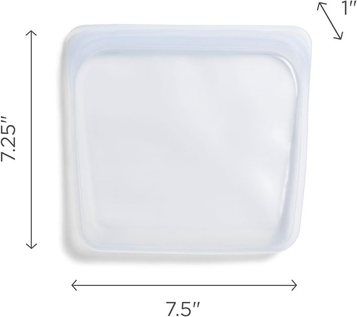 Platinum Silicone Food Grade Reusable Storage Bag, Clear (Sandwich) | Reduce Single-Use Plastic | Cook, Store, Sous Vide, or Freeze | Leakproof, Dishwasher-Safe, Eco-friendly | 28 Oz