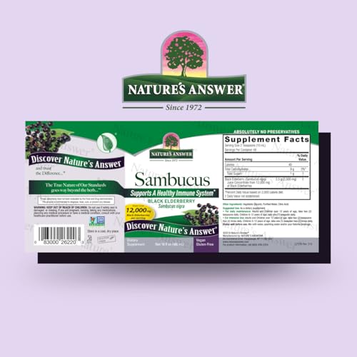 Nature&#39;s Answer Sambucus Elderberry Syrup 16 Ounce | Great Tasting Immune Support Supplement | Antioxidant, Vegan, Gluten Free, Made in USA | Single Count