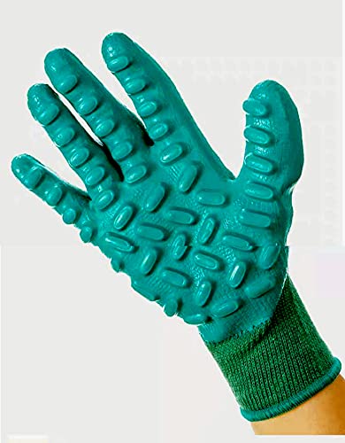 Large Anti-Vibration Rubber Latex Utility Gloves, Wear-Resistant, Non-Slip, Protective for Handheld Tools and Machinery