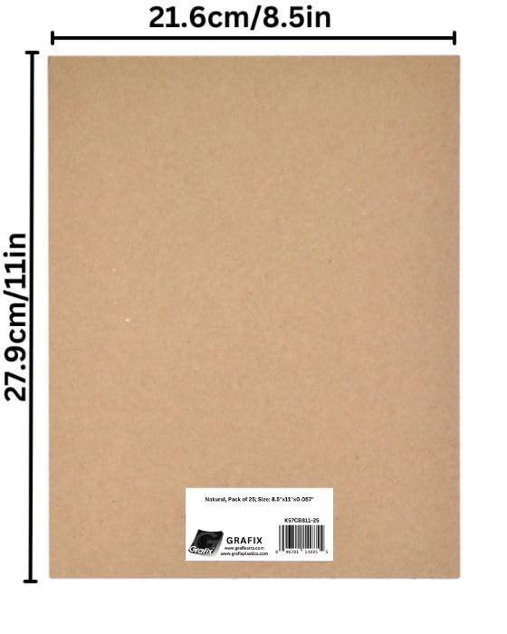 Medium Weight Chipboard Sheets 8.5X11 25/Pkg - Natural
