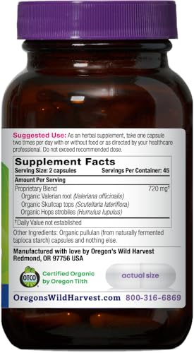 Oregon&#39;s Wild Harvest Muscle Relax Organic Herbal Supplement 90 Vegan Capsules