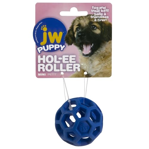 Hol-ee Roller Dog Toy Puzzle Ball, Natural Rubber, Mini (1.75 Inch Diameter), Colors May Vary