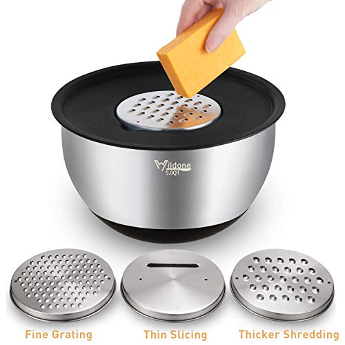 Wildone Mixing Bowls with Lids Set, 5PCS Stainless Stee
