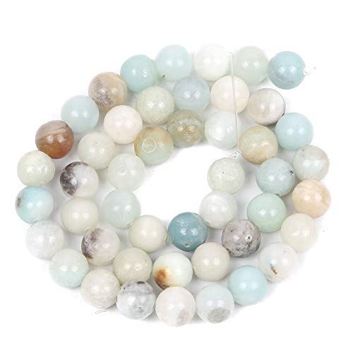 45pcs 8mm Black Point Amazon Natural Stone Beads for Jewelry Making, Energy Stone Healing Power,Enjoy DIY Fun
