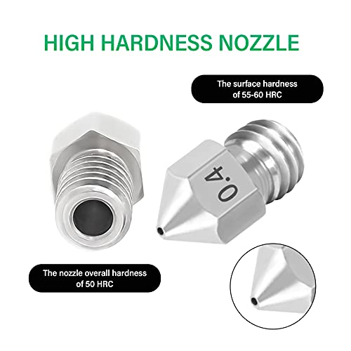 25PCS 3D Printer Extruder Nozzles Hardened Steel, Stainless Steel, Brass High Temperature Pointed Wear Resistant Nozzle 0.2 0.3 0.4 0.5 0.6 0.8 1.0 mm, for CR-10, Ender 3/ Ender3 pro, Prusa i3 (5)